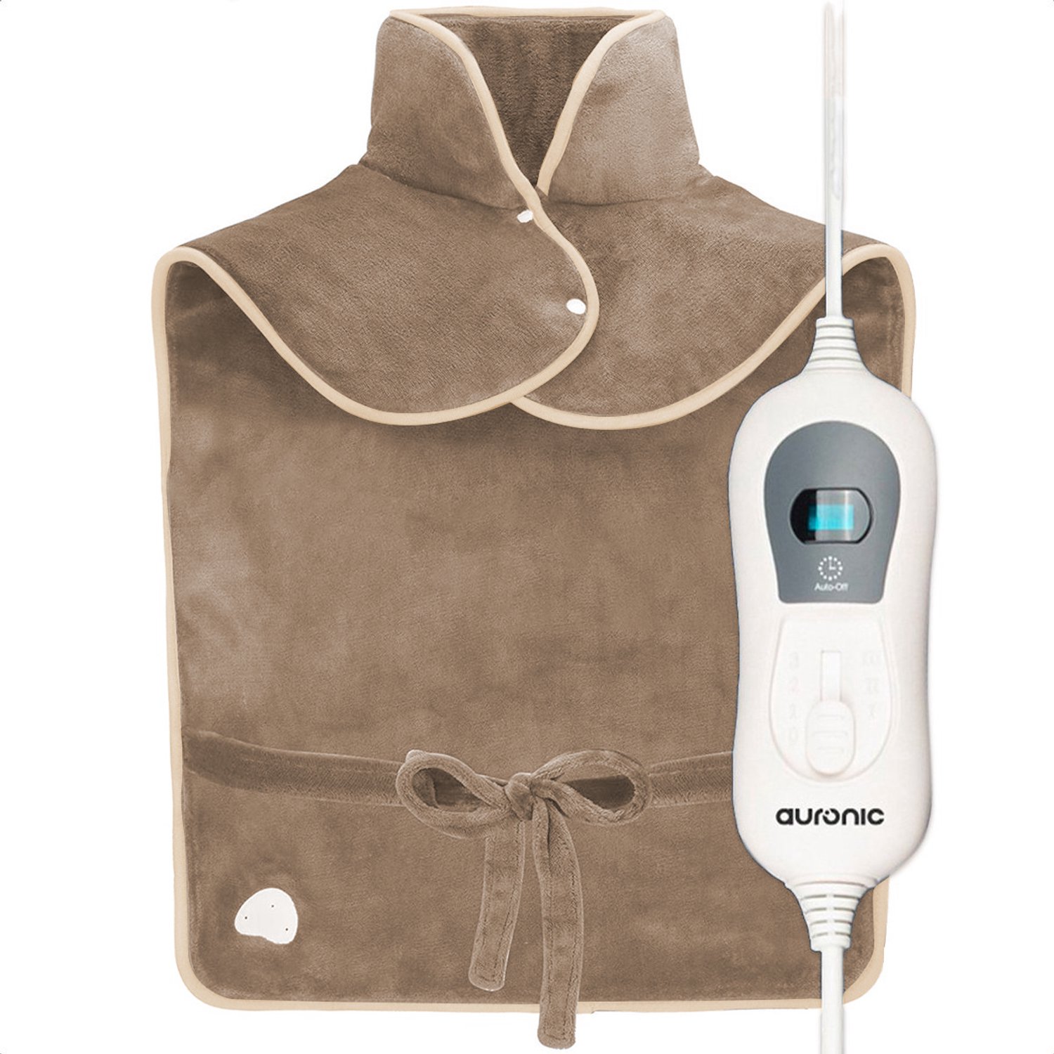 Auronic Warmtekussen - Elektrisch Warmtevest - 3 Warmtestanden - 60x90 cm - Wasbaar - Verwarmingsdeken - Taupe