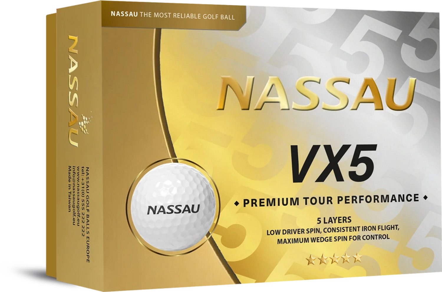 Nassau VX5 - Golfballen - 12 stuks - Wit