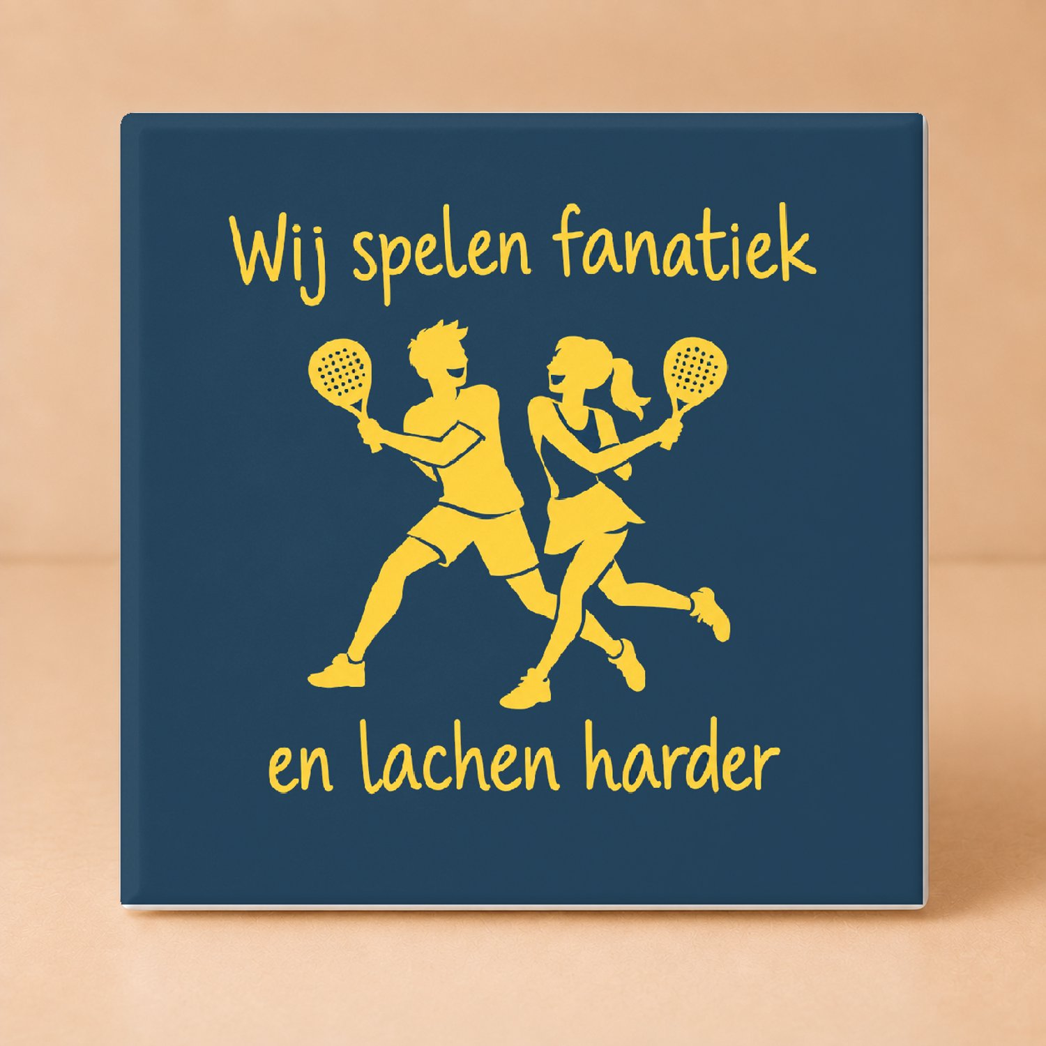 Bedruk King Minimalistische Padelpakjes Na de Rally Tegel – Scandinavisch Design voor Sportieve Padel Fans en Teams - 15 x 15 cm Wit