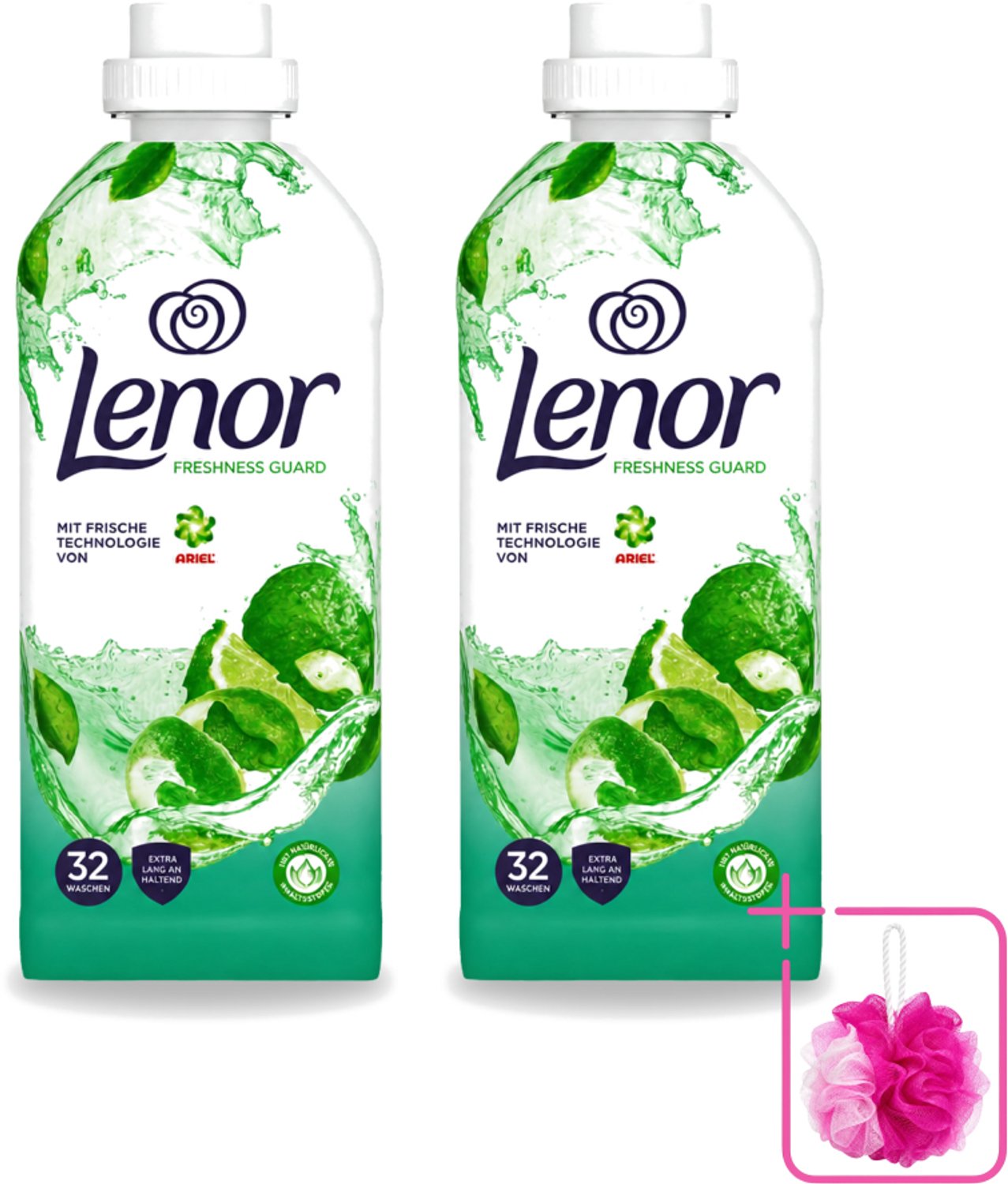 2 x Lenor – Wasverzachter – Freshness Guard – 32 Wasbeurten – 800 ml - Bulkverpakking - Wasverzachter - Douchemop - Frisheid