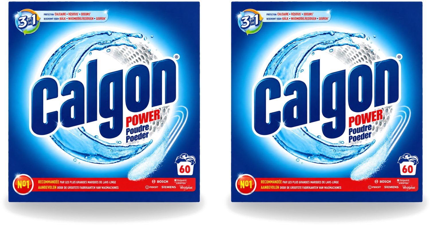2 x Calgon – Wasmachinereiniger Poeder – 3-in-1 Power Anti-Kalk – 60 doseringen - Voordeelverpakking - 2 stuks