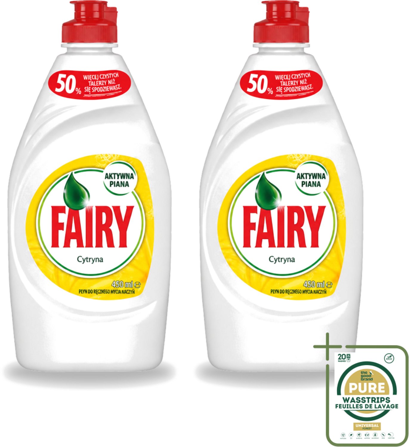 2 x Fairy – Afwasmiddel – Citroen – 450 ml - Afwasmiddel Citroen - Vaat Reinigen - Vet Verwijderen - Schone Vaat - Frisse Geur