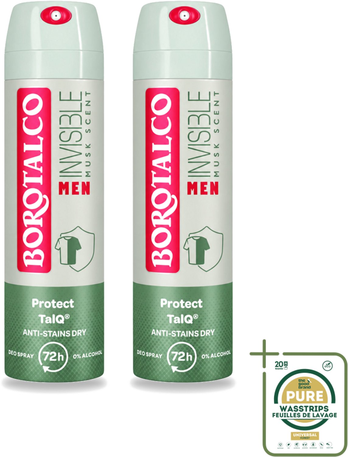 2 x Borotalco – Deodorant Spray – Men Musk Geur – 150 ml - Wasstrips - Deodorant Spray - Mannelijke Geur - Musk - Zweetvermindering - Frisse Geur