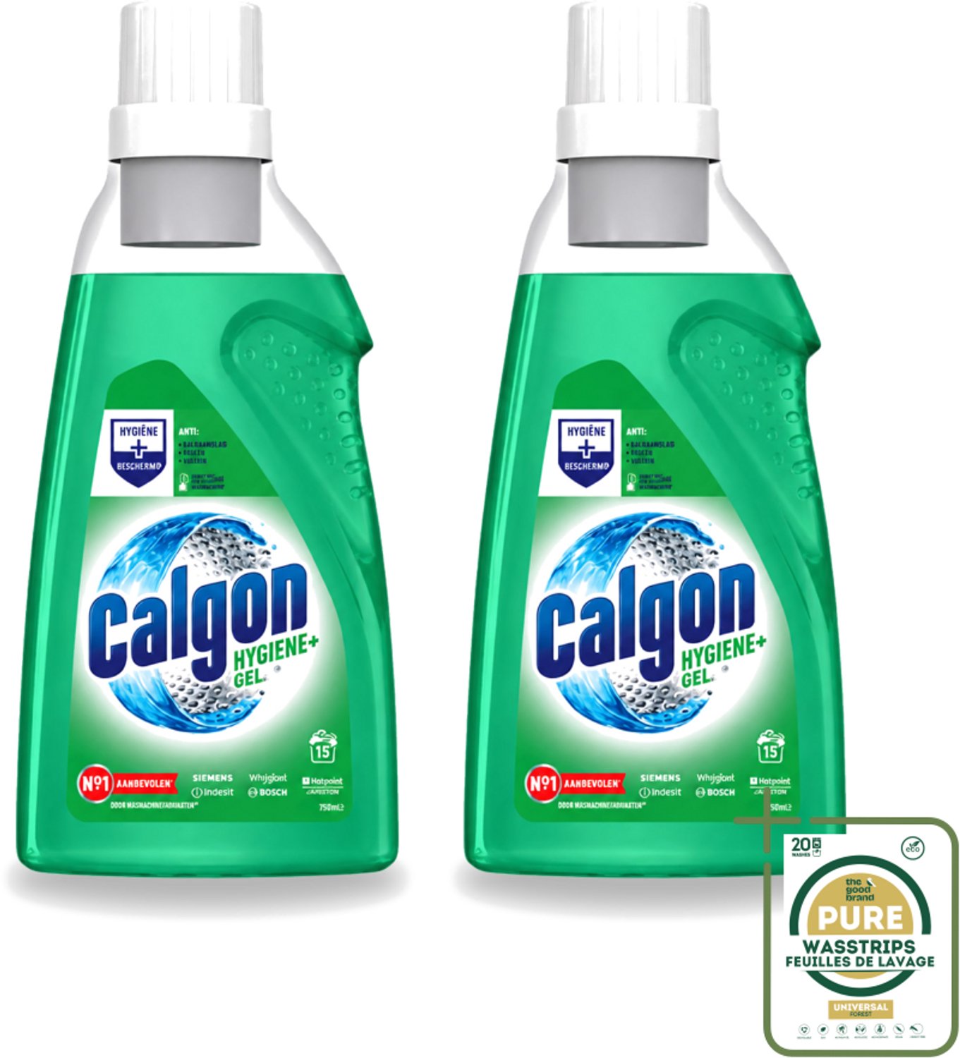 2 x Calgon – Wasmachinereiniger Gel – Hygiene+ – 750 ml - Wasstrips - Wasmachinereiniger - Kalkpreventie - Wasmachine Hygiëne - Wasmachine Onderhoud - Geuren In Wasmachine