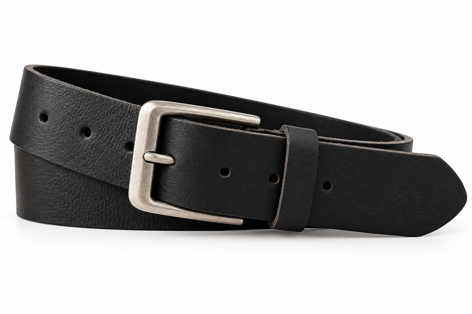 Zwarte Leren Riem Dames & Heren 4 cm – Echt Leer – Soepel – Zilverkleurige Gesp - Maat 105 – Totale Lengte 120 cm