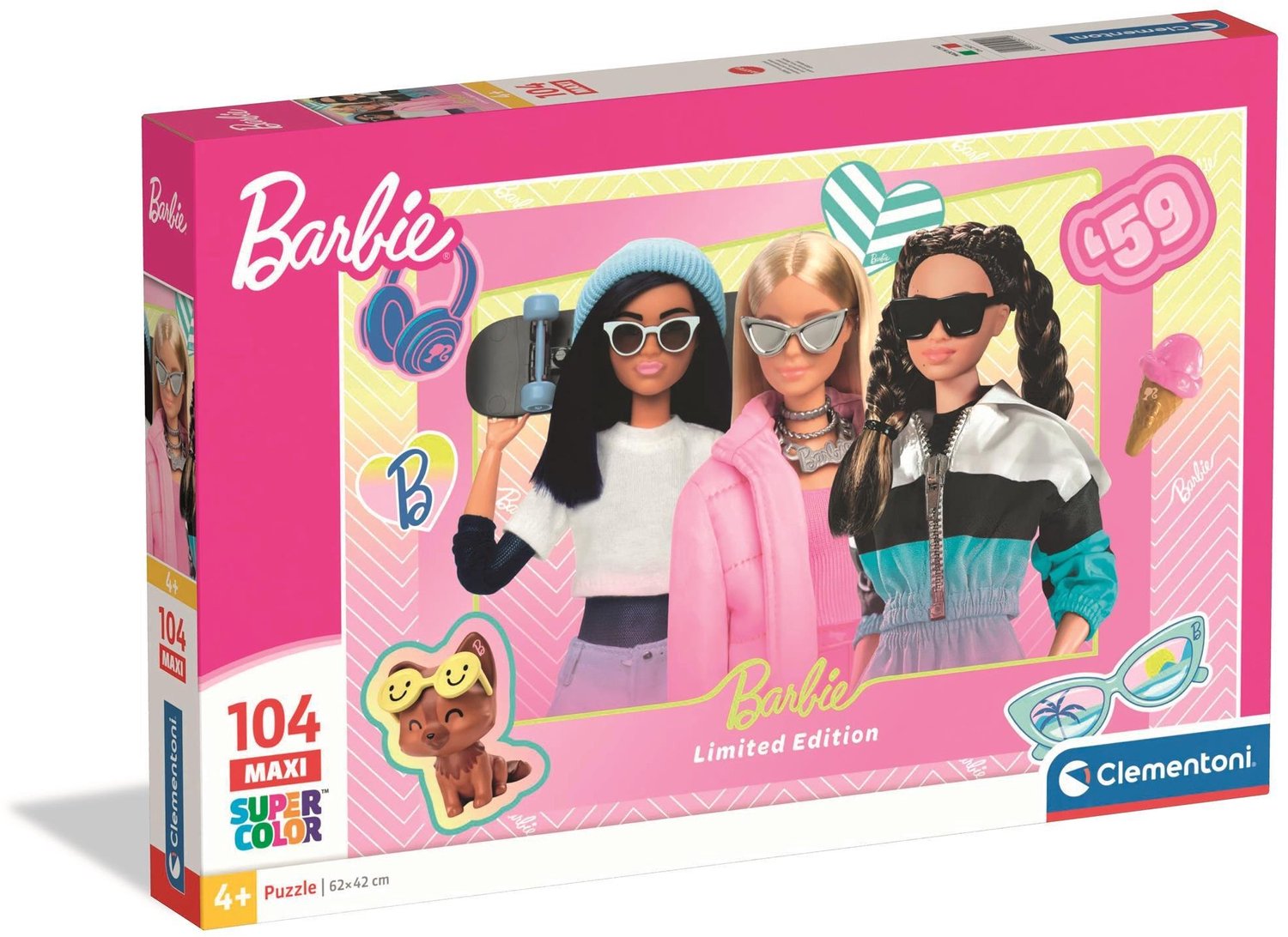 Clementoni Kinderpuzzel Barbie - Puzzel 104 Maxi Stukjes - Speciale Effecten - Legpuzzel en Educatief Speelgoed - Puzzels voor Kinderen vanaf 4 Jaar