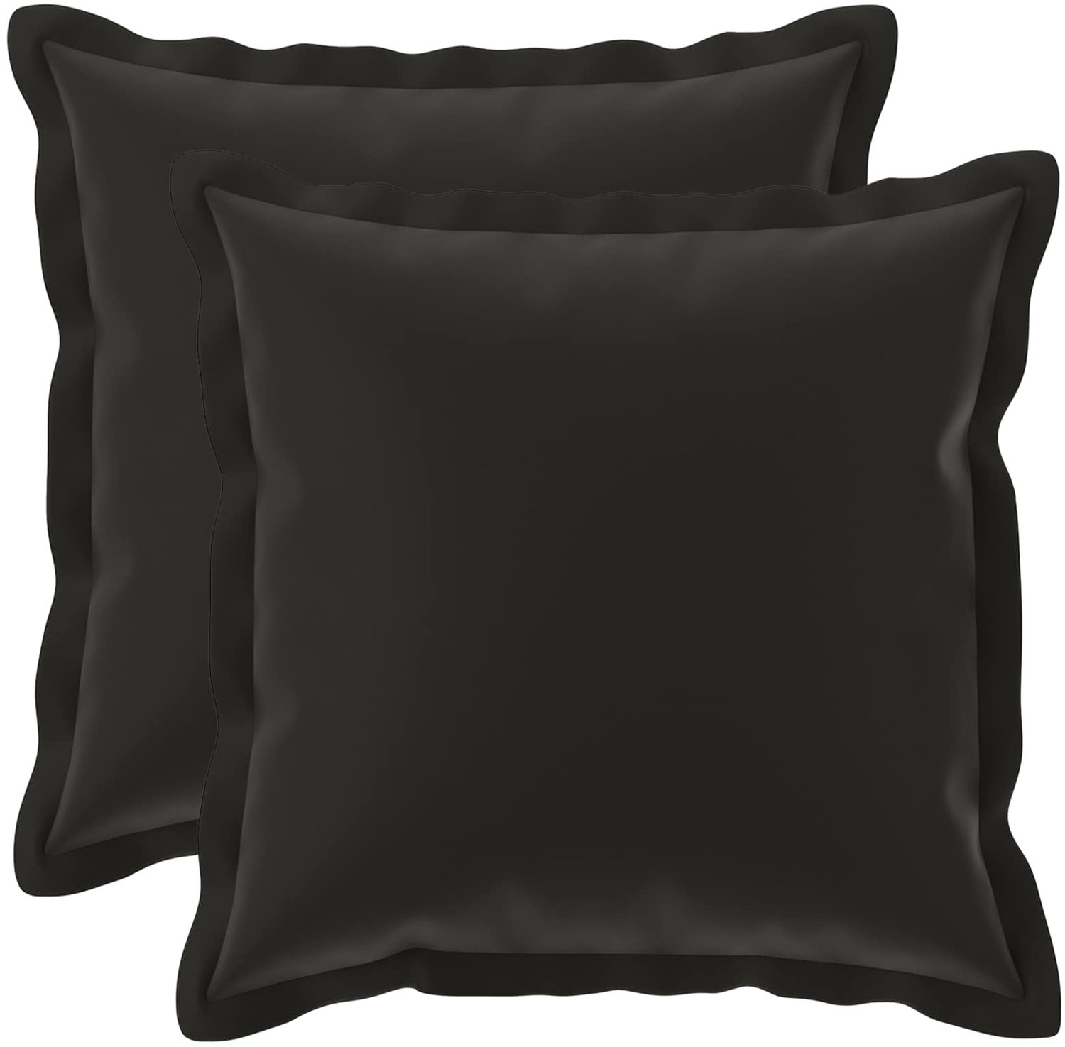 vidaXL Dekenkussen - 2 - st - HOUTEN - Zwart - 40 - x - 40 - cm - Polyester