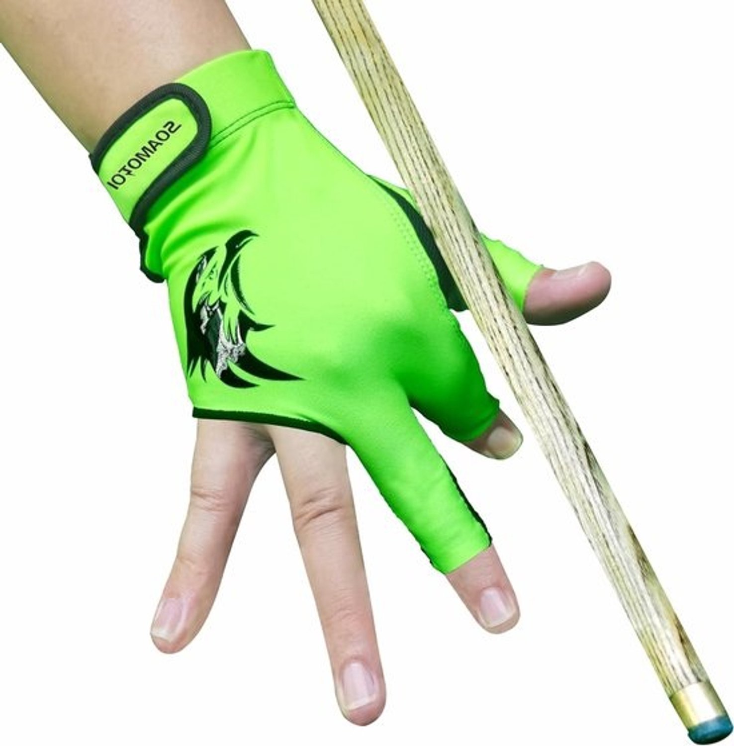 Biljarthandschoen - Pool- en snookerhandschoen - Meer stabiliteit - Ademend mesh lycra - 17.78 cm - Groen