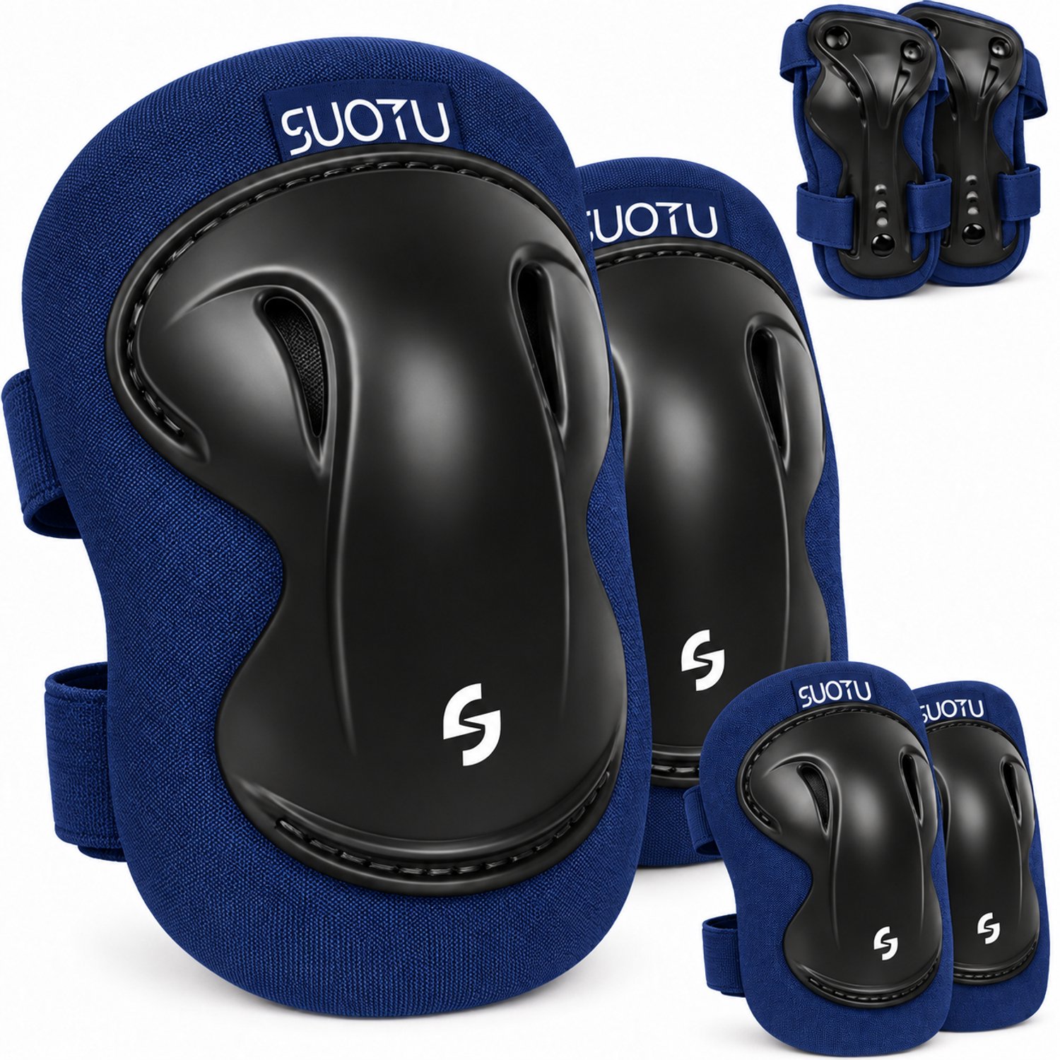 Suotu Skate Beschermset Kinderen - Skate bescherming - Skeeler Beschermset - Blauw/Zwart - M