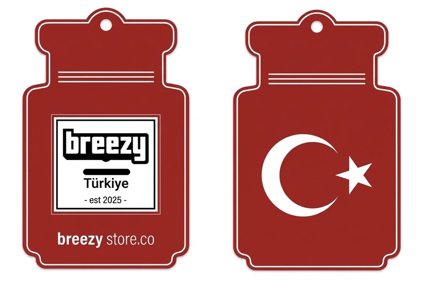 4 stuks Breezy - TURKIJE, Turkije vlag, auto geurdispenser, geurhanger, car air freshener, geurboom