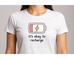 it's okay to recharge - T Shirt - Mental Health Tee - Be Gentle With Your Mind - Inhale Exhale - Cute Wellness Shirt - Positivity Gift