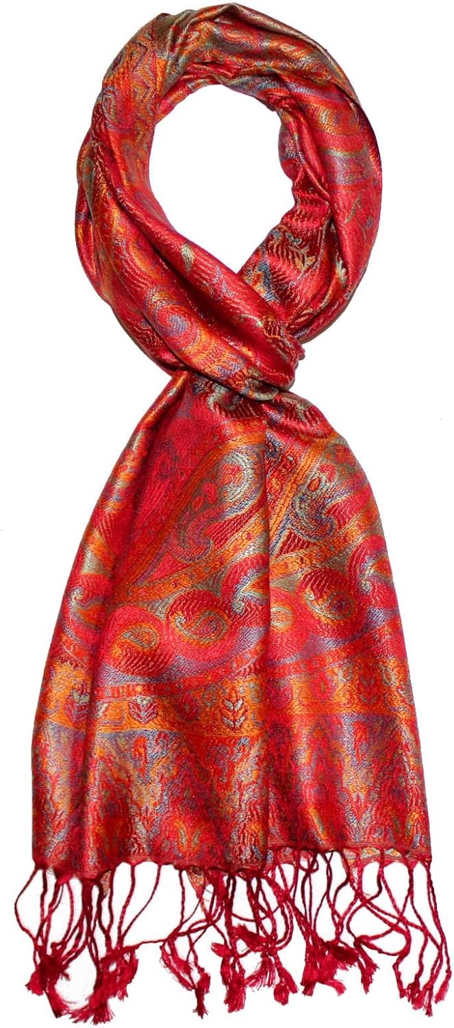 Luxe Zijden Sjaal Heren - Elegant Paisley Patroon - Blauw Oranje