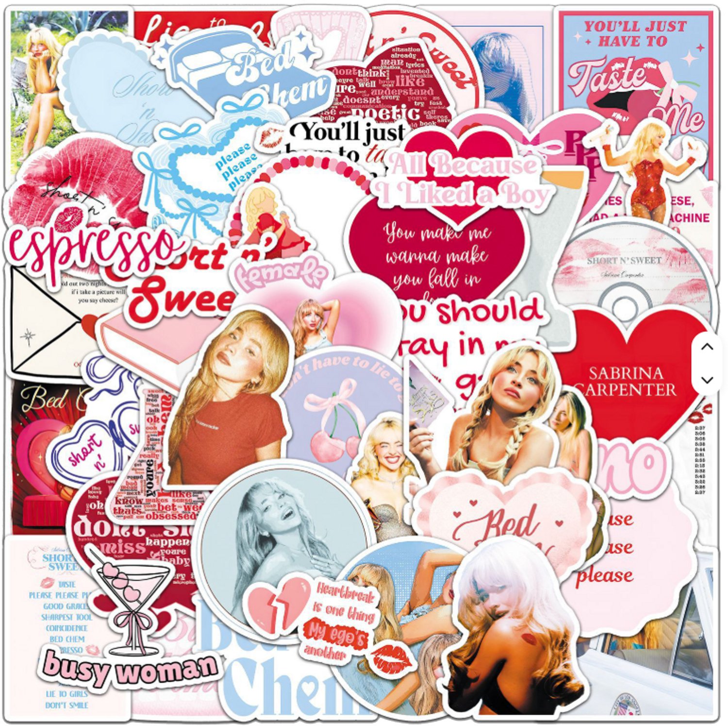 Sabrina Carpenter stickers - 50 stuks - deco stickers- laptop stickers - knutselen - bullet journal stickers