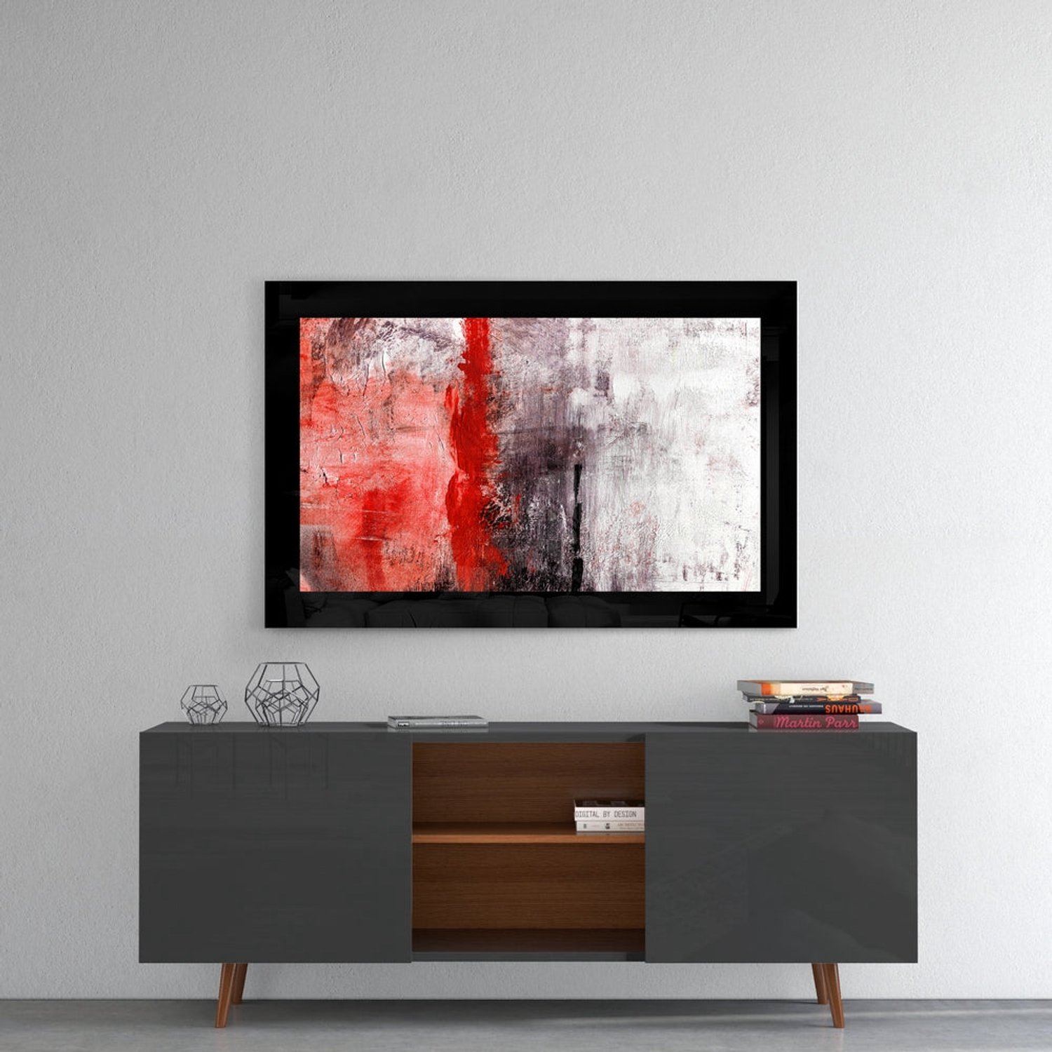 Glasschilderij – Rood en Rood – Stijlvolle Kunst aan de Muur