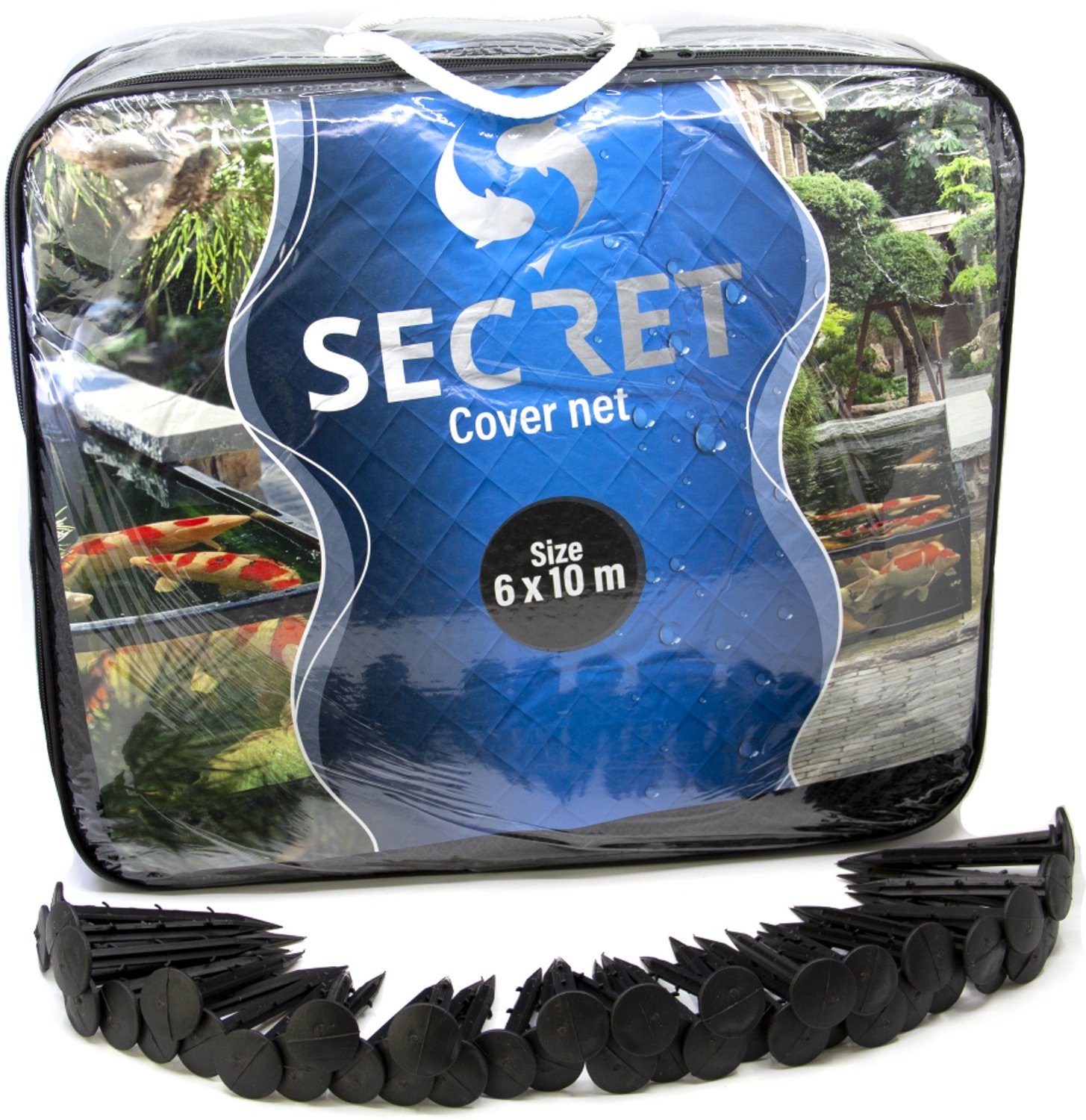 Secret Vijvernet 8x12 Meter - Vijver Afdeknet voor bladeren - Anti-Reigernet - Maaswijdte 10 mm - Inclusief Grondpennen