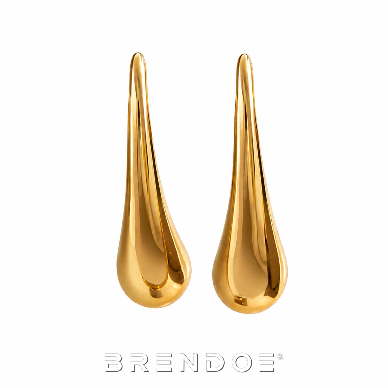 Brendoe Druppel Oorbellen Dames Goud - RVS 304 - Lange Oorstekers - Goudkleurig - Minimalistisch