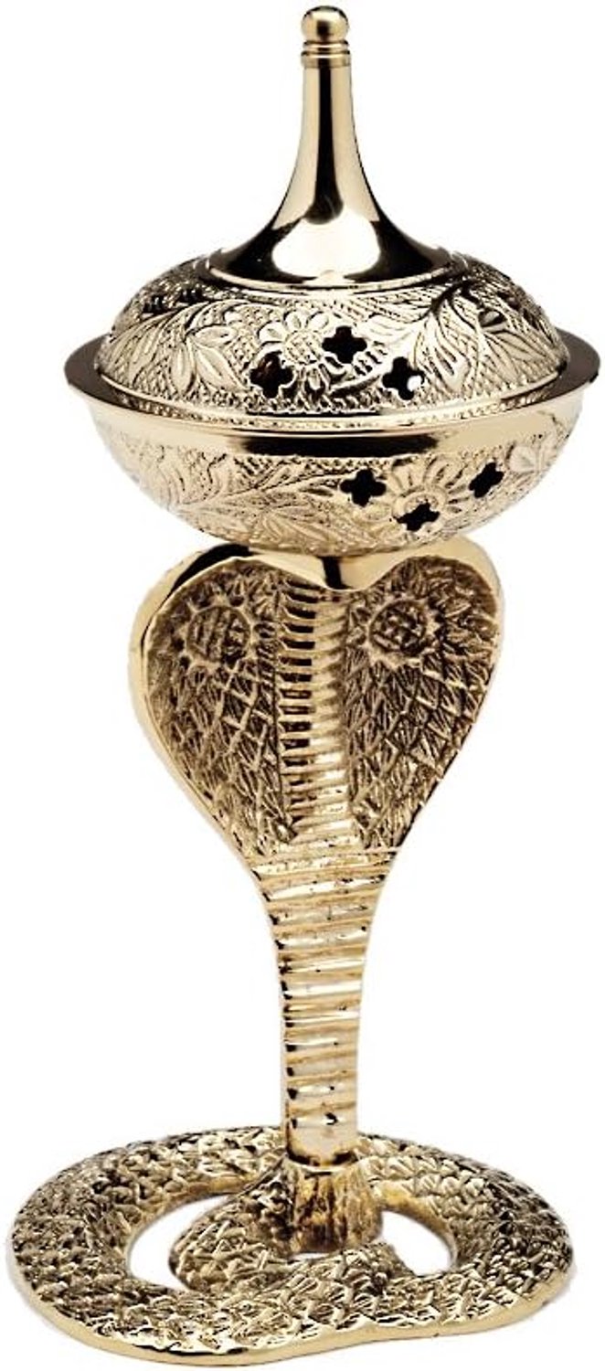 Grote Messing Cobra Rookverspreider, Oriental, Emaille, 19cm