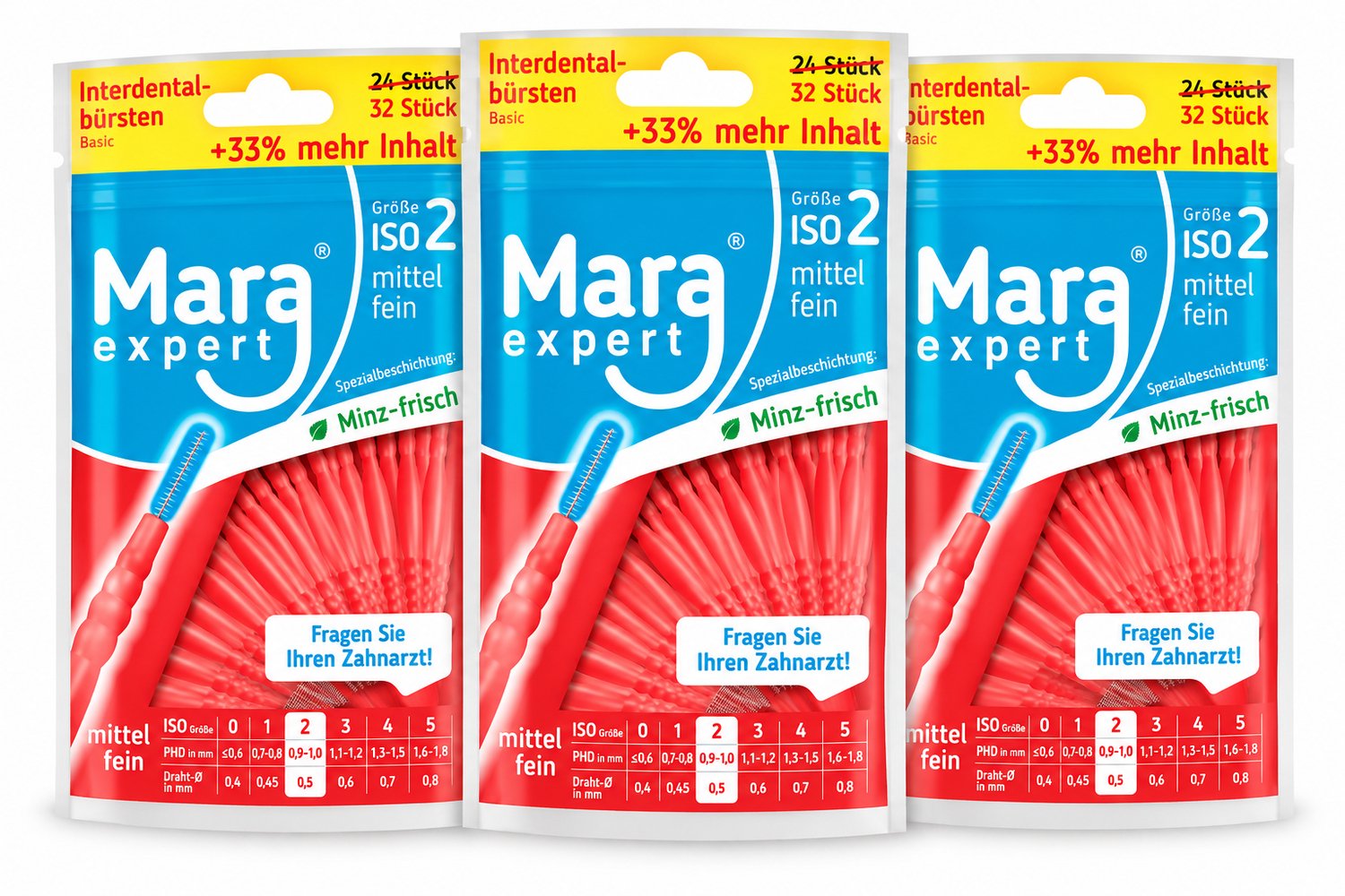 Mara Expert ID Brush Basic Ragers - ISO 2 - Rood - 3 x 32 stuks - Voordeelverpakking