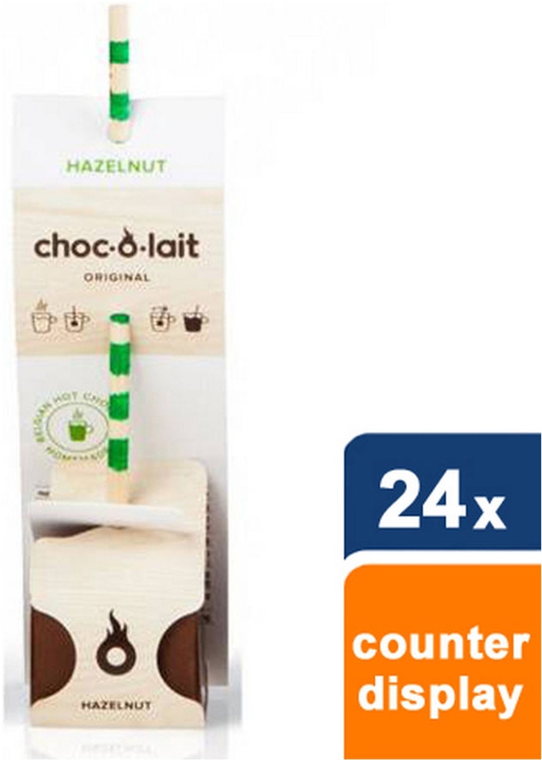 Choc-o-Lait - Warme Hazelnoot Chocoladestok - 24 stuks