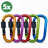 DX - Licht pakket Karabijnhaken - 5 stuks - 8x80mm - Diverse kleuren - Schroefopening