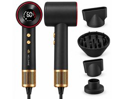 Wellshine Föhn met Diffuser - Ionische Haardroger voor Krullen & Stijl - Haarföhn - Reisföhn - Coolshot - 3 Standen - Föhn met Borstel - Incl. 4 Opzetstukken - Sèche Cheveux - Hairdryer - 1100W