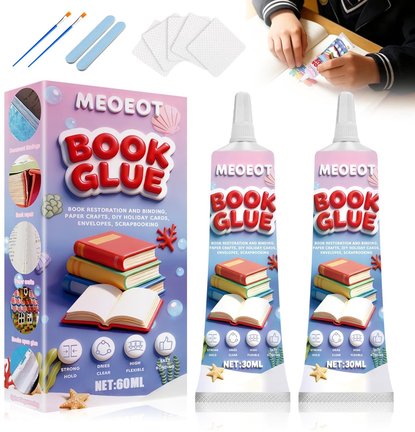 Boekbindlijm Set van 30ml*2 met Borstel