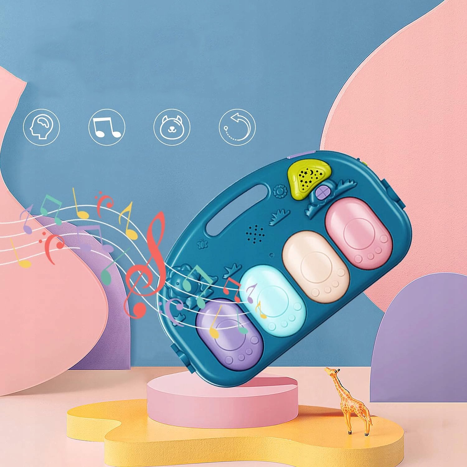 Speelmat Baby - Kruipmat met boog - Voetpiano - Multisensorische Ontwikkeling - Kleurrijke Patronen - Rijke Melodieën en Rammelaar - Motoriek & Hand-oogcoördinatie - Baby Fitnessmat - Voor Baby's Vanaf 0 Jaar - Educatief Speelgoed – foto 2
