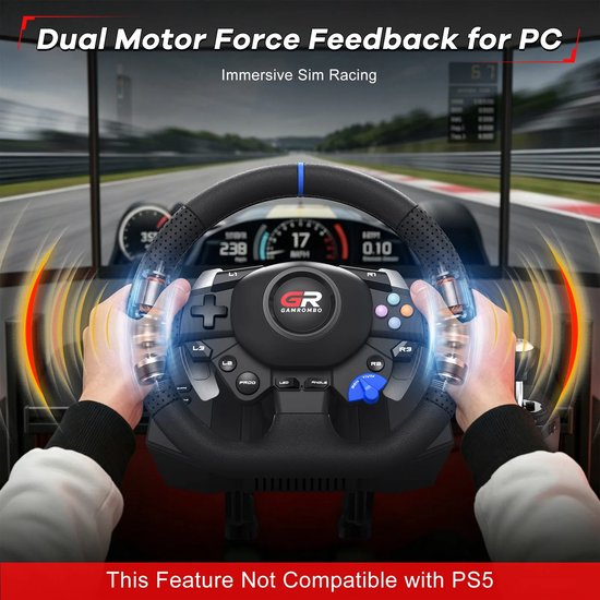 Wentinkmo - Gaming stuurwiel - Realistische besturing - Compatibel PS5 — afbeelding 2