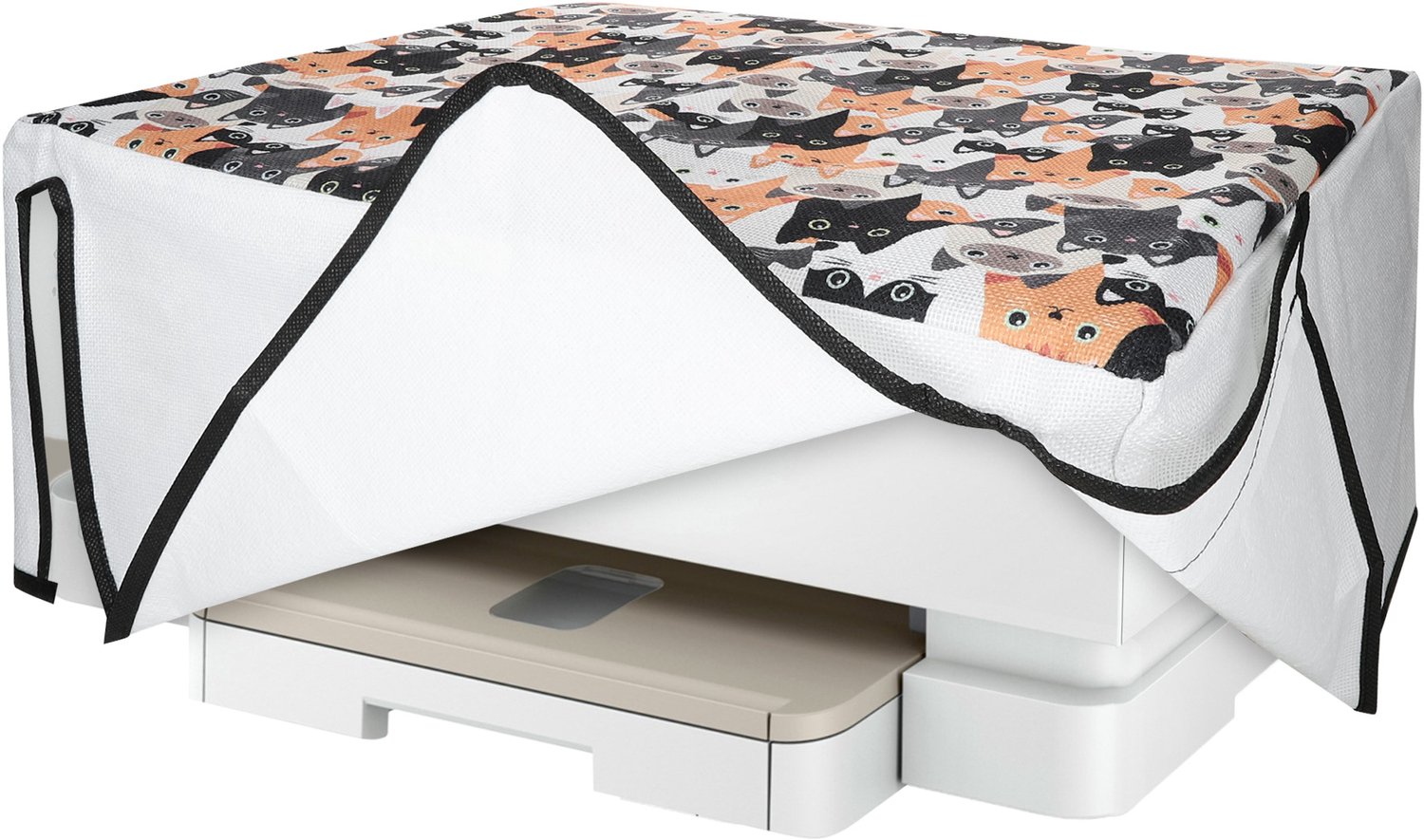 kwmobile linnen hoes geschikt voor HP Envy Inspire 7220e / Inspire 7255e cover - Printer beschermhoes - Katten design