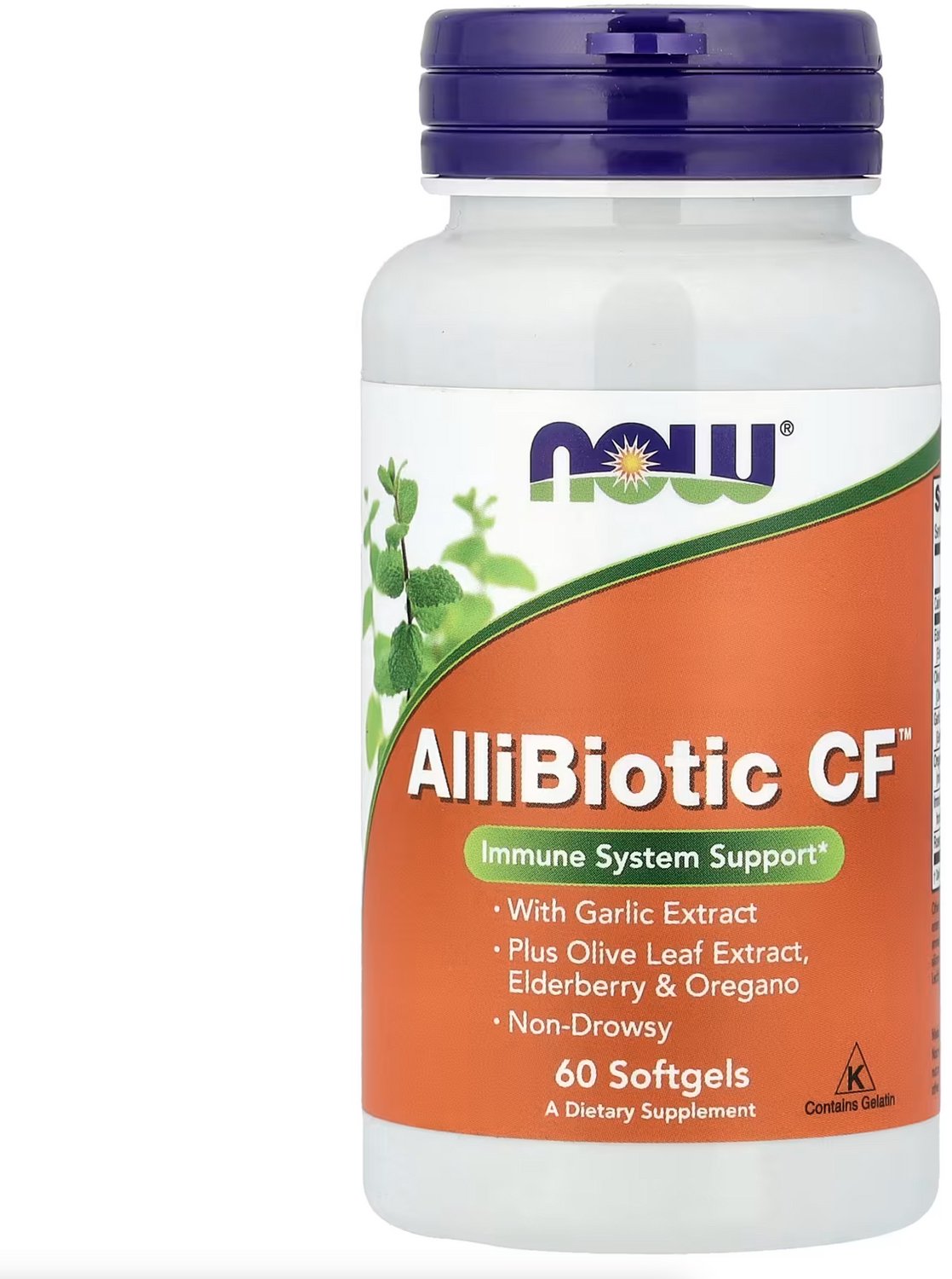NOW Foods AlliBiotic CF – Knoflook, Olijfblad, Vlierbes en Oregano – 60 Softgel Capsules – Voedingssupplement