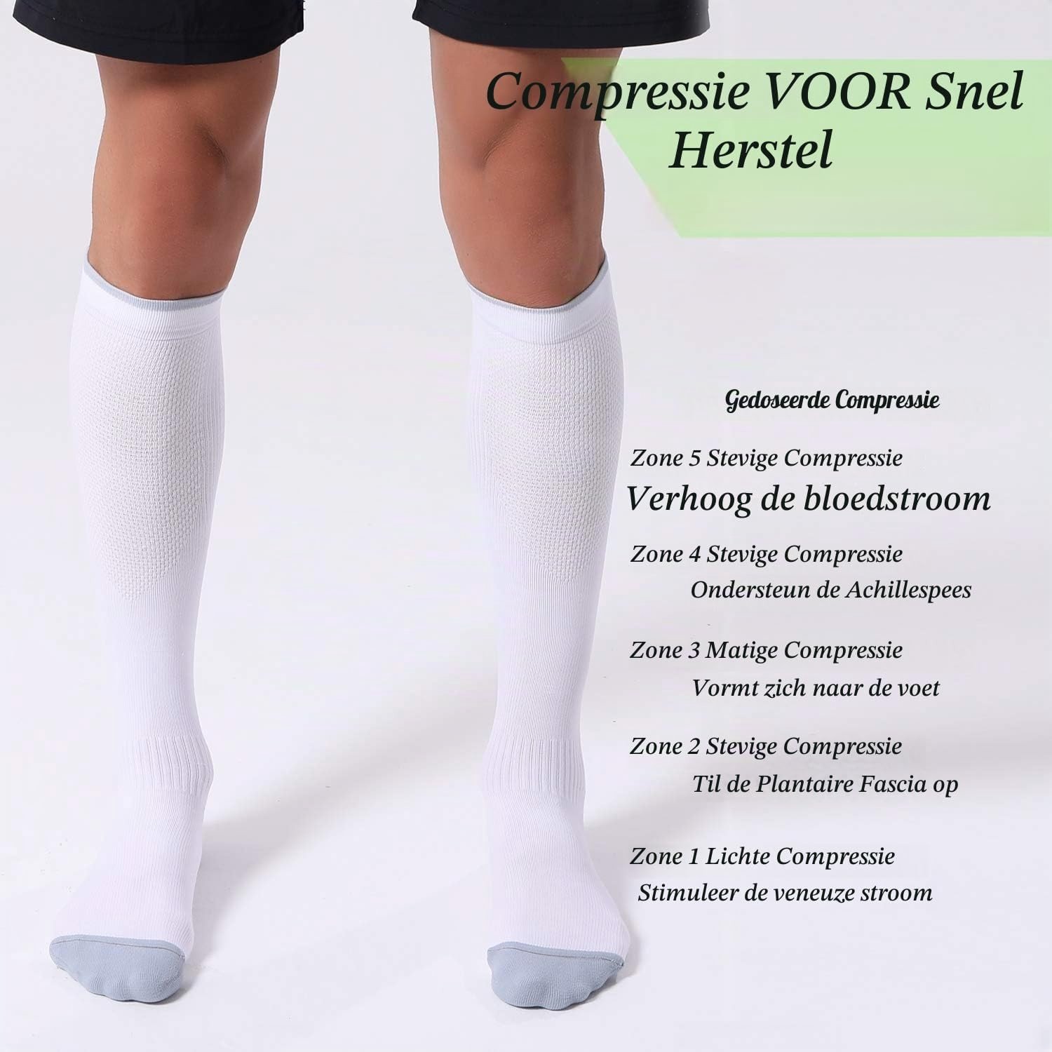 Compressiekousen voor Dames en Heren - 20-30 mmHg Kniesokken voor Verbeterde Bloedcirculatie en Comfort