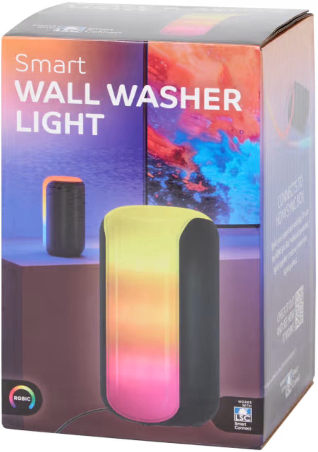 Smart wall washer 12 x 12 x 19 cm - RGBIC-verlichting met dynamische kleureffecten - Muurlamp