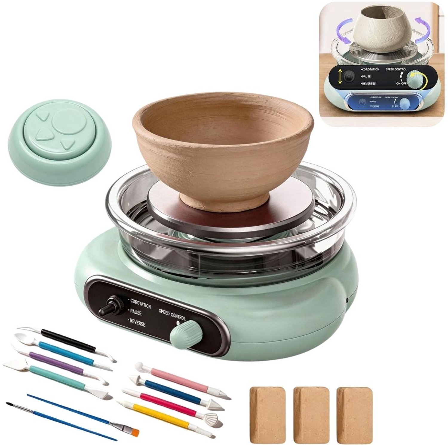 DailySupplies® Pottenbakkersschijf - Pottenbakken Draaischijf - Boetseerschijf Kinderen & Volwassenen - Lichtgroen