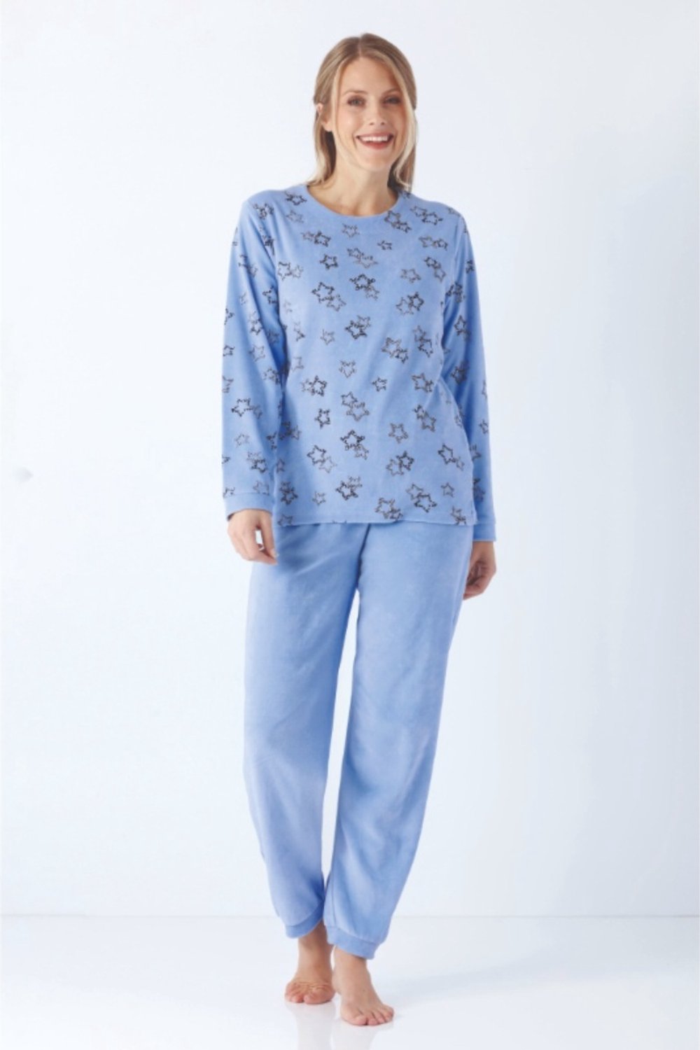 Hajo Nicki dames pyjama hemelsblauw Hajo - Blauw - Maat - 40/42