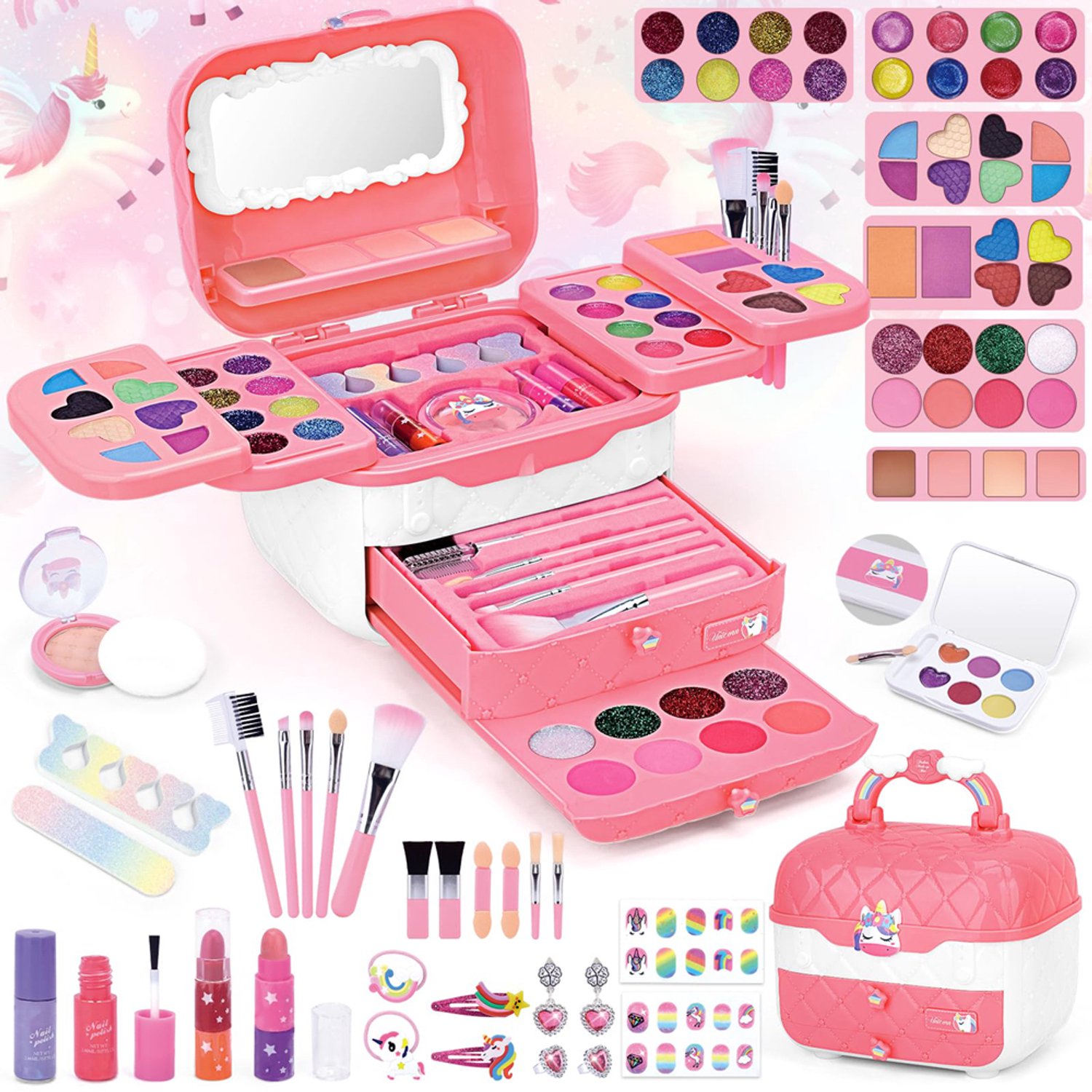 Make-Upset Voor Kinderen - Make-Upset Voor Meisjes - Wasbare Make-Upset - Speelgoedcadeaus Met Prinsessenthema