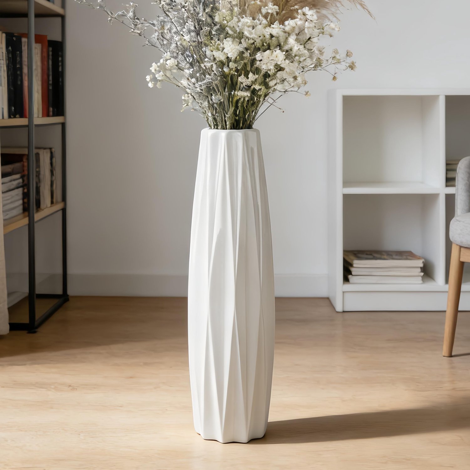 Witte Keramische Vloervaas 60 cm voor Bloemen