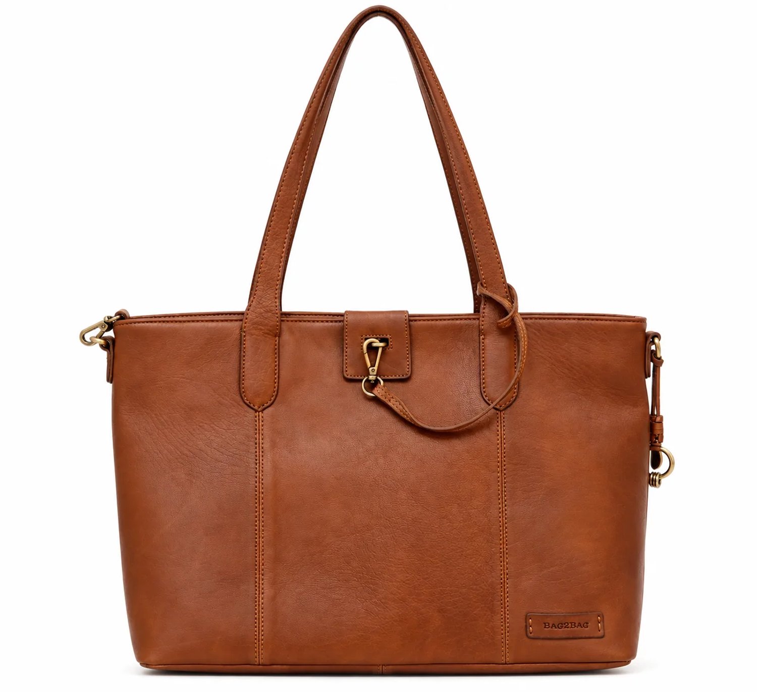 Bag2Bag Stoere Leren Werktas / Laptoptas met Uitneembare Laptophoes (14¨) Navan Cognac