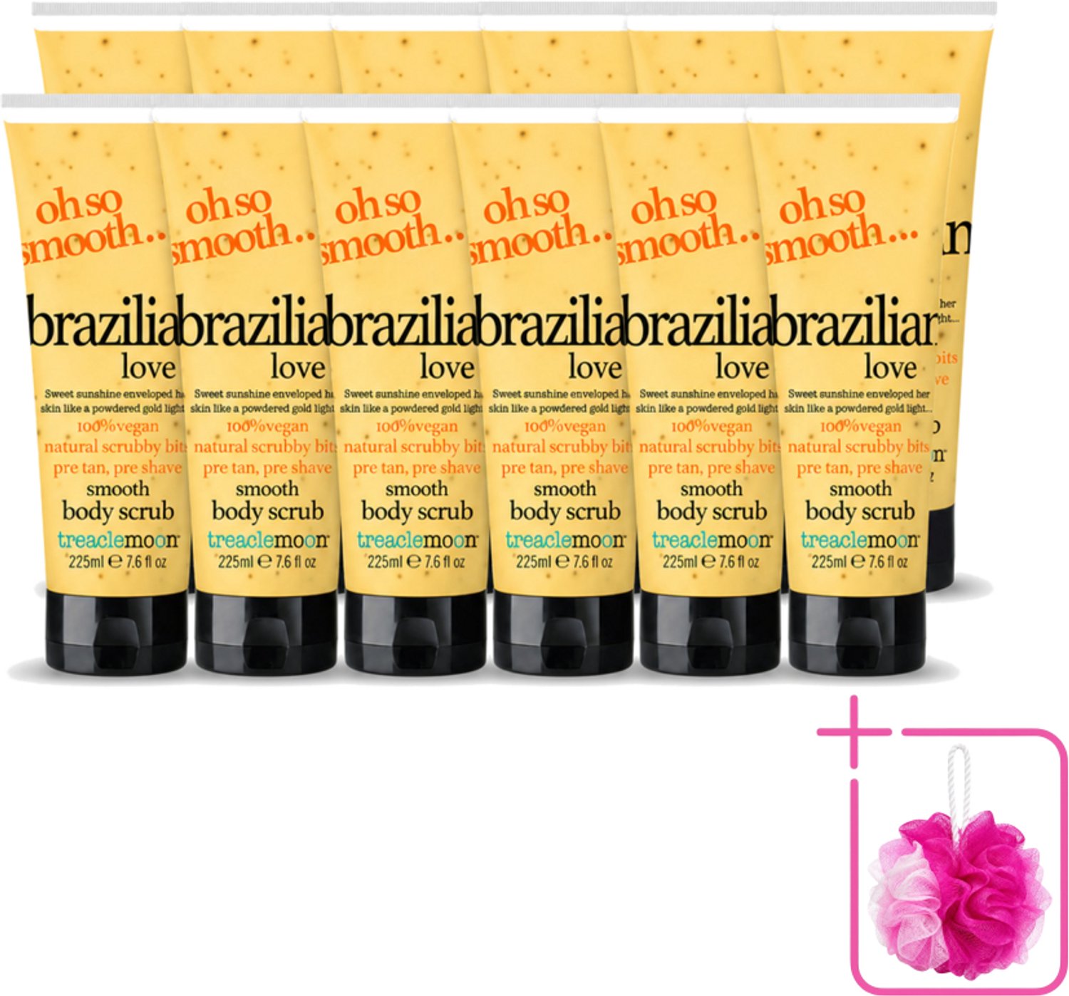 12 x Treaclemoon – Body Scrub – Brazilian Love – 225 ml - Bulkverpakking - Body scrub - Douchemop - Exfoliatie