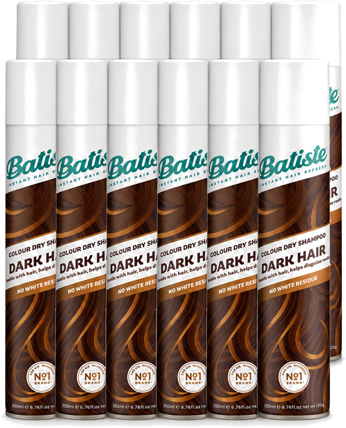 12 x Batiste - Dark & Deep Brown - Droogshampoo - Speciaal Voor Donkerbruin Haar - Verfrist en Geeft Volume - 200ml - Voordeelverpakking - 12 stuks