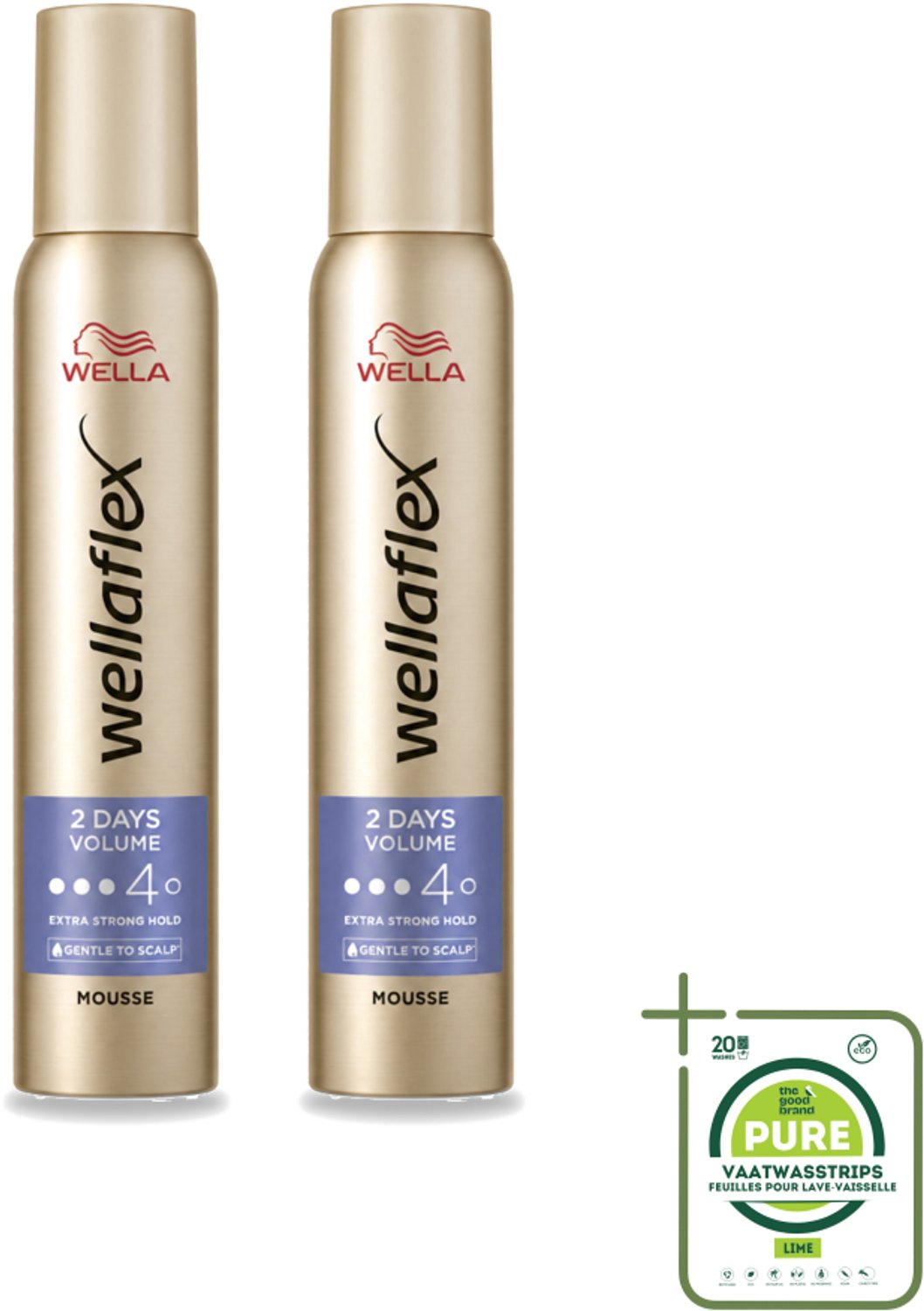 2 x Wella – Flex 2 Days Volume – Haarmousse – 200 ml - Grootverpakking - Vaatwasstrips - 2 Dagen Volume - Haarmousse - Volume Haar - Extra Hold - Flexibiliteit Haar