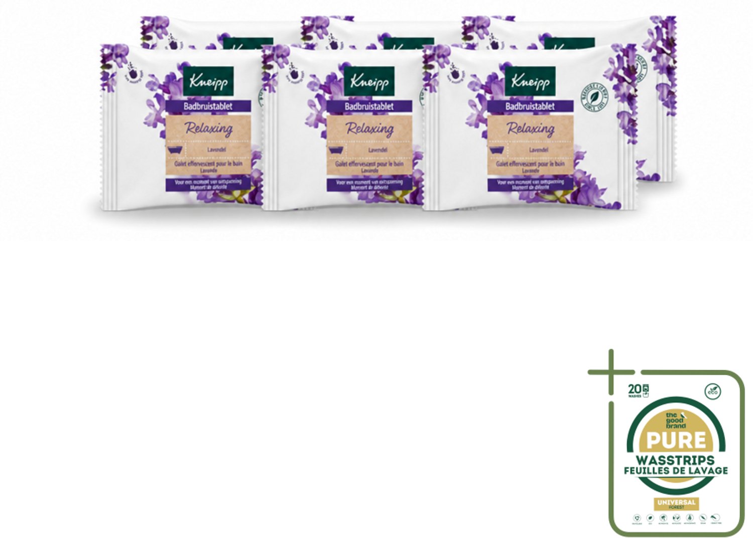 6 x Kneipp - Badbruistablet - Lavendel - Wasstrips - Badbruistablet Lavendel - Ontspanning - Stressvermindering - Rust - Natuurlijke Badproducten