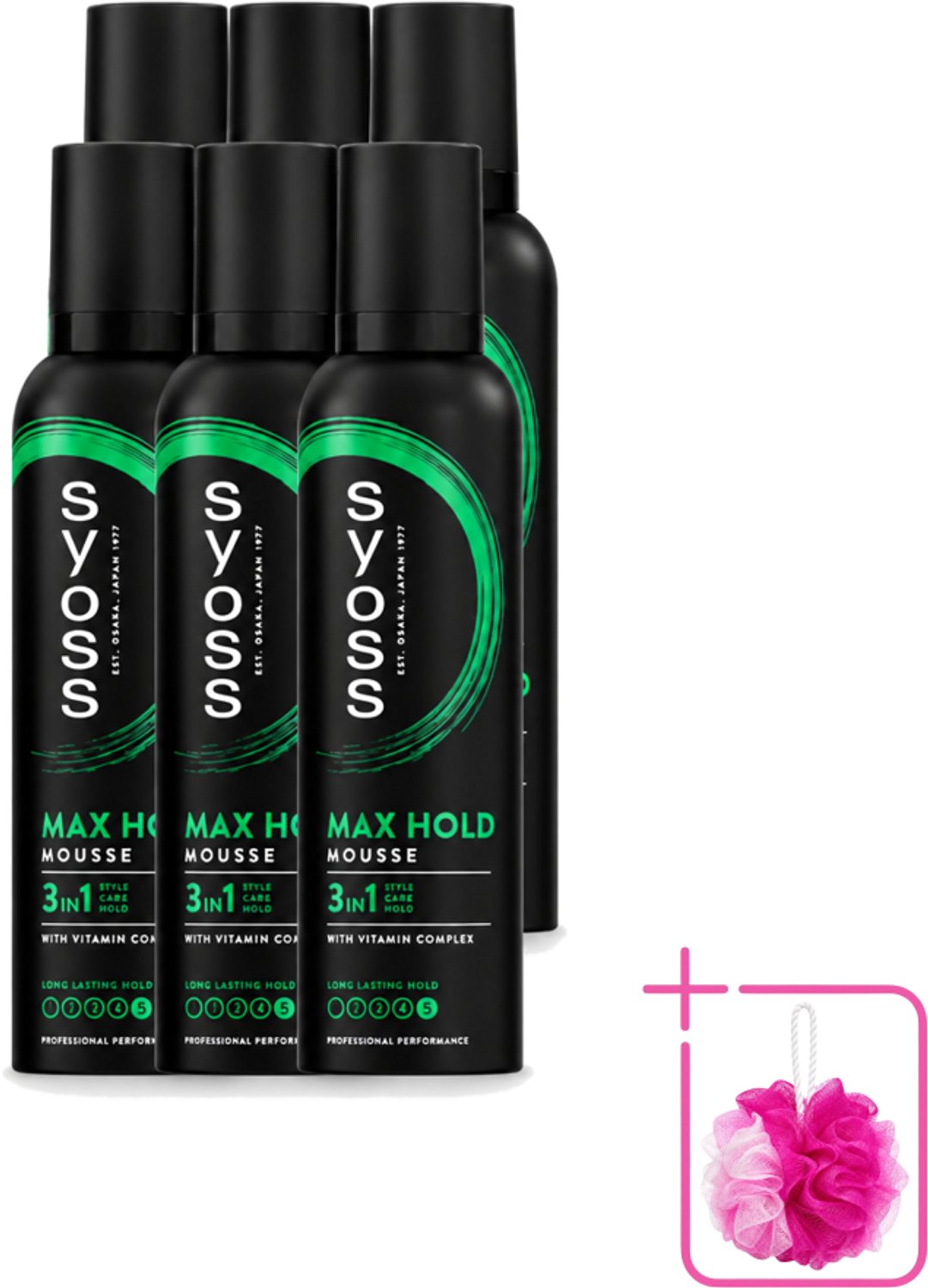 6 x Syoss - Max Hold - Haarmousse - Ultra Sterke Hold - 250 ml - Bulkverpakking - Haarmousse - Douchemop - Keratine