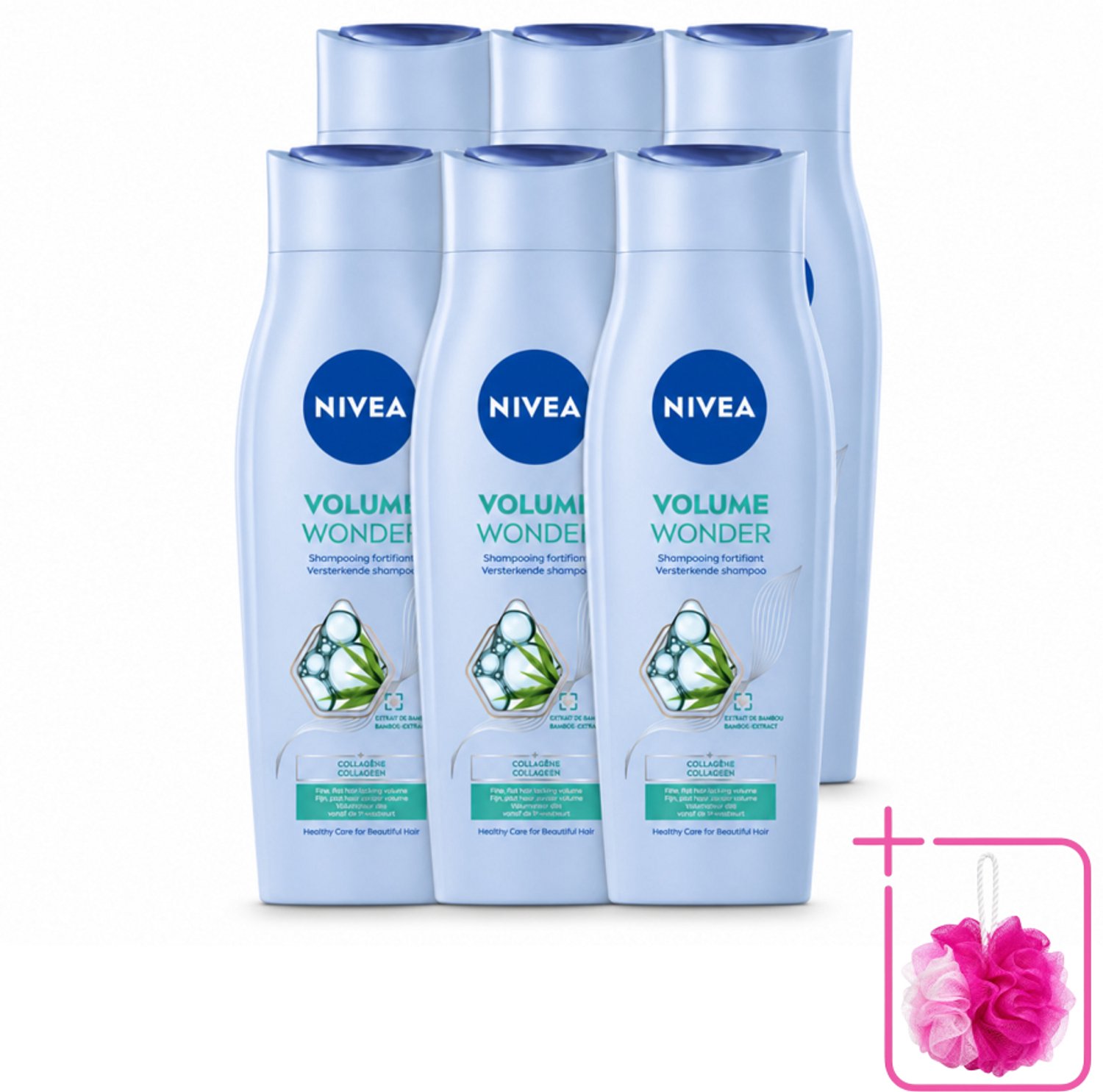 6 x NIVEA - Shampoo - Volumeverzorging - Versterkend - Gezonde Zorg - 250 ml - Bulkverpakking - Haarvolume - Douchemop - Haarkracht