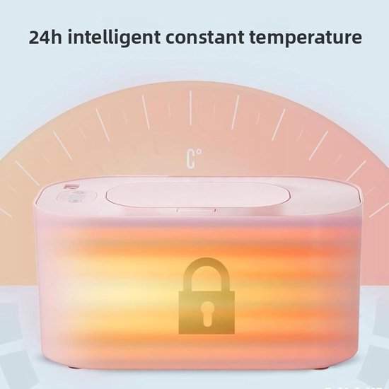 USB Doekjeswarmer - Draagbare Verwarmer - Babyverzorging Thuis - Instelbare Temperatuur - Voor 80 Doekjes - Roze — afbeelding 4