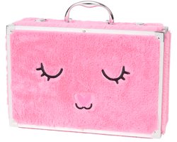 Fluffy beautykoffer met make-up - Complete set met make-up en accessoires - Handige spiegel in de koffer