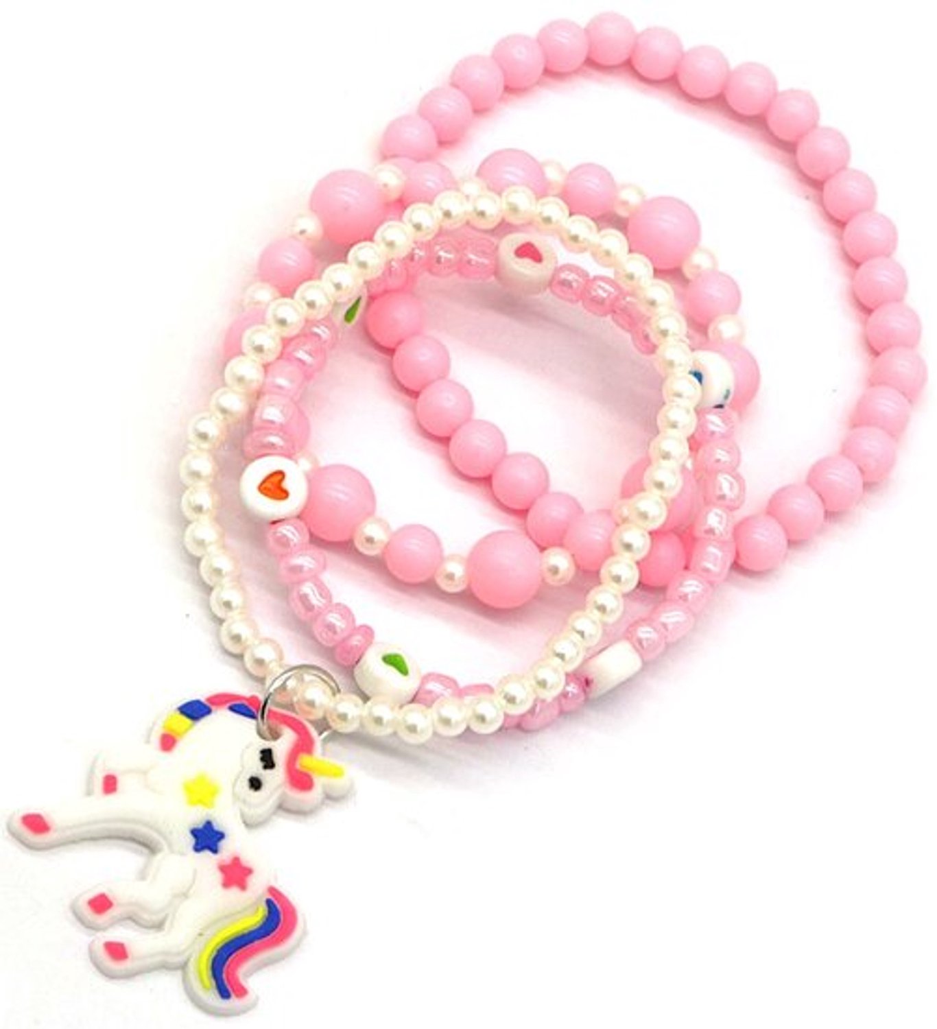 Armbanden voor Kinderen - Elastisch - 4 Stuks -Rose - Eenhoorn