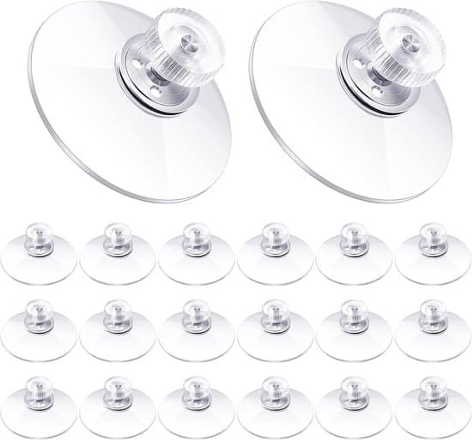 Zuignappen met schroefdraad, transparante zuignappen (50 mm diameter), transparante PVC-zuignappen met sterke kleefkracht, geschikt voor ramen, verpakking van 20 stuks