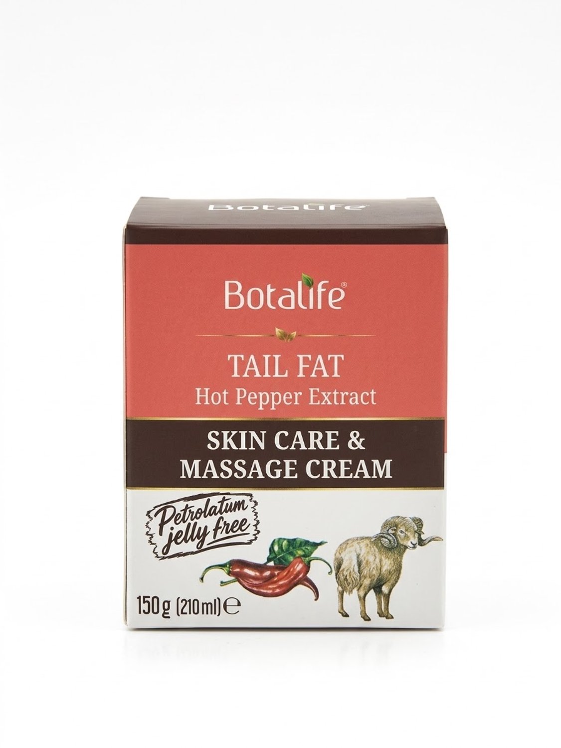 Botalife- Schapenvet Crème- Kuyruk Yagi Kremi- Staartvet Crème- %100 Natuurlijk- Voor Spieren, Taille, Nek en Rug - Met Chillipepers en Bijenwas- 210 ml