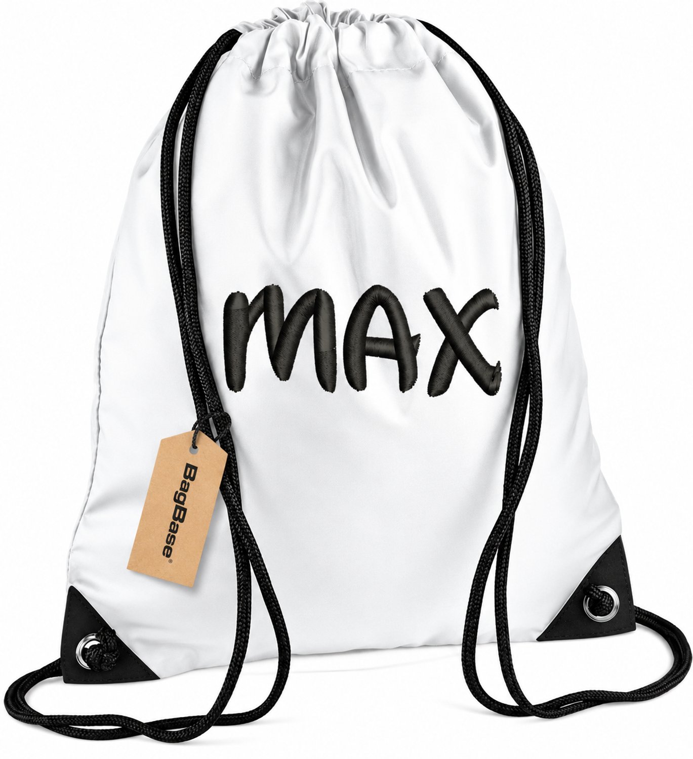 Premium zwemzak kleur wit met naam geborduurd | 27 verschillende kleuren | gepersonaliseerd | Bagbase