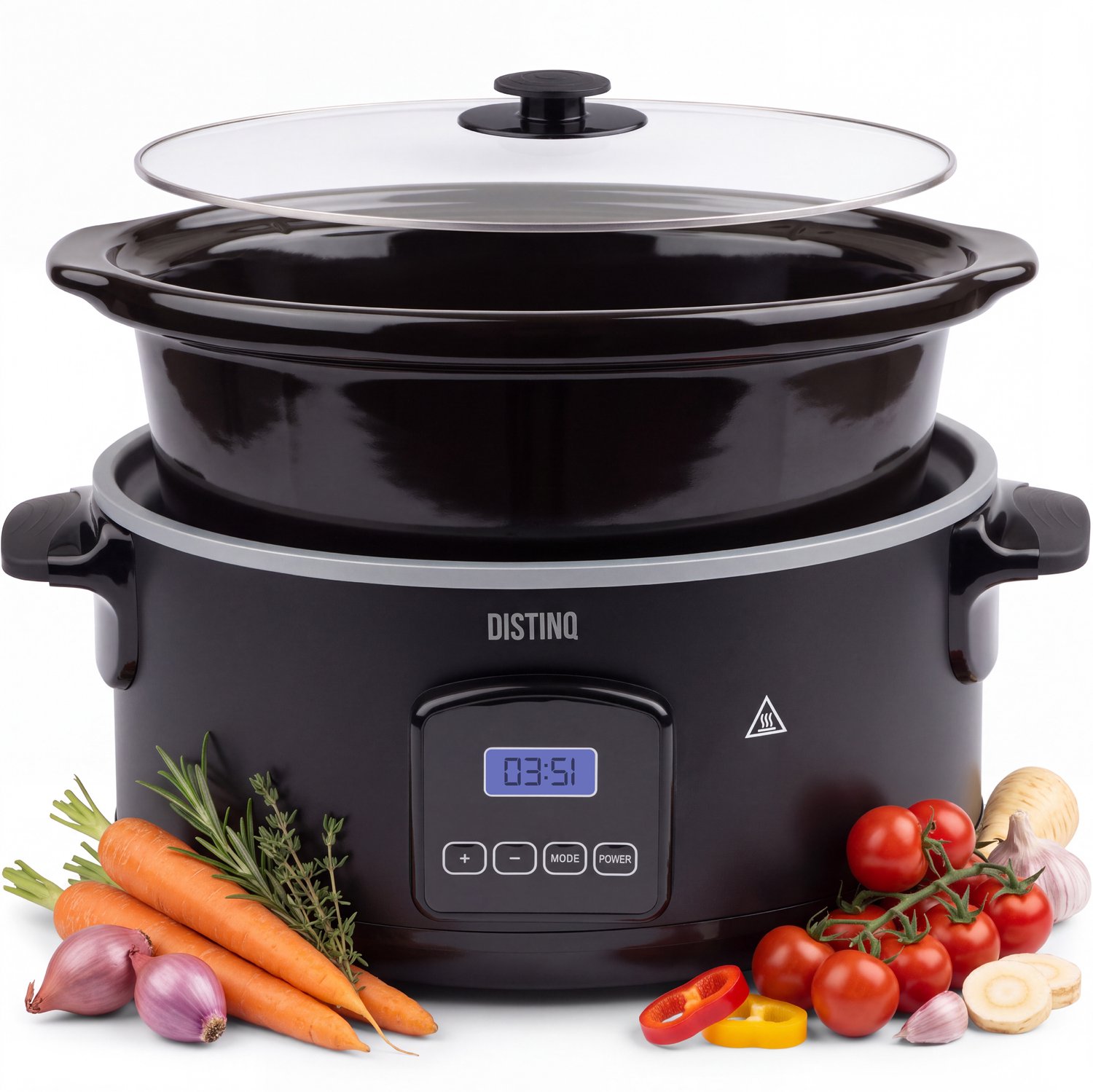 Bol.com DistinQ Digitale Slowcooker 6 liter met Timer – Keramische binnenpan - Timerfunctie - Warmhoudfunctie aanbieding